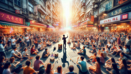 Crowd of people in Shanghai China