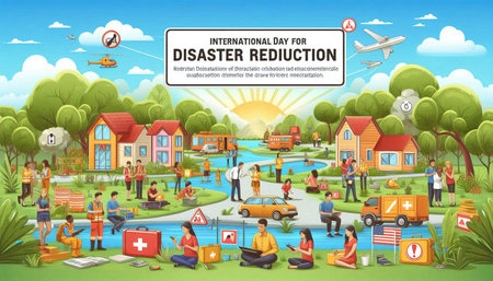 Disinfection, cleaning and disinfection of public places. Vector cartoon illustration
