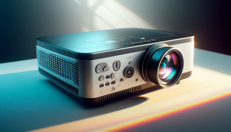 Projector on a white background. 3d rendering. Computer digital drawing.