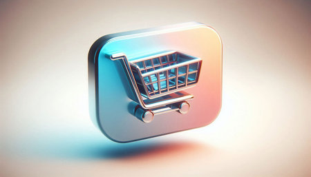 Shopping cart icon. 3d rendering. 3d illustration.