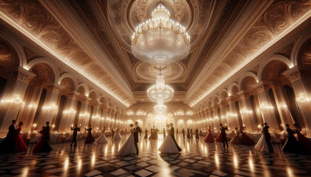 Wedding couple in the interior of the palace. Bride and groom