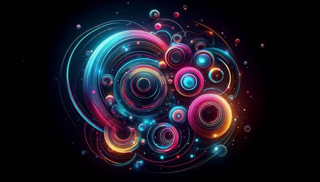 Abstract background of glowing circles. 3d rendering, 3d illustration.