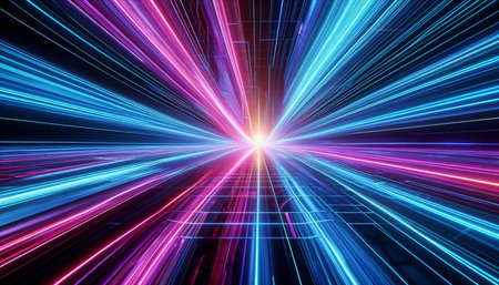 Futuristic technology background design with glowing lines and space for text