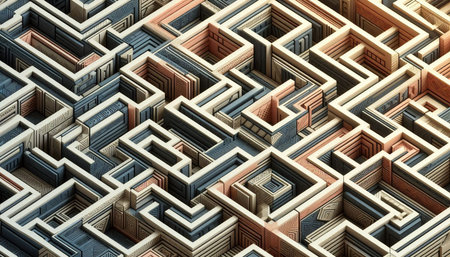 Abstract 3d rendering of maze background. Futuristic technology style. Elegant background for business presentations.