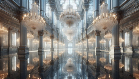 Interior of the royal palace of Versailles, France.