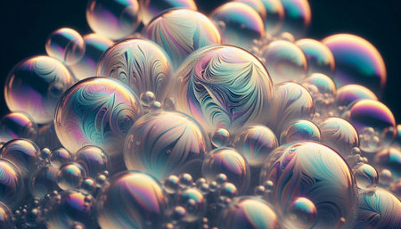 Abstract background with colorful soap bubbles. 3d rendering, 3d illustration.
