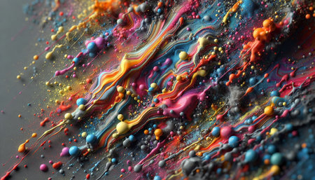 abstract background of colorful oil paint splashes on a black background