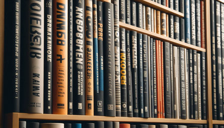 Bookshelf with books, closeup. Education and learning concept