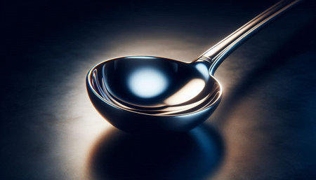 Spoon on a dark background, close-up, selective focus
