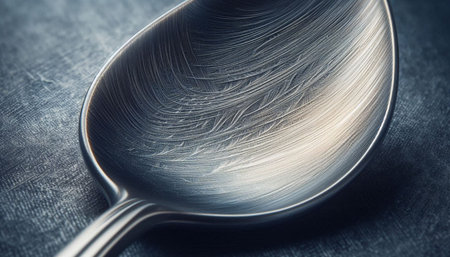 Silver spoon on a dark background. Selective focus. Toned.