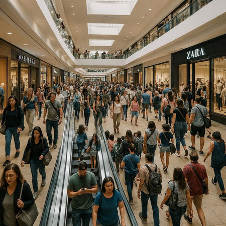 People in the shopping center of Barcelona, Spain