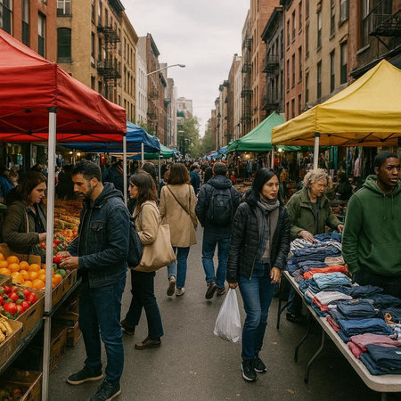 People shopping at Borough Market in London, UK
