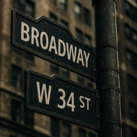 Street Sign the Direction Way to BROADWAY versus WOWs