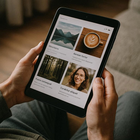 Woman holding Apple iPad Air2 with Instagram website on the screen. Instagram is a photo-sharing app for smartphones.
