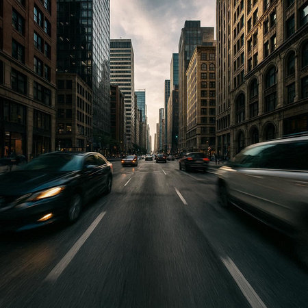 Traffic in downtown Chicago, Illinois, United States of America.