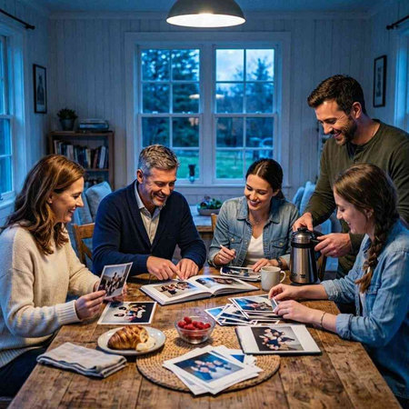 Group of friends sitting at a table and playing board game at home