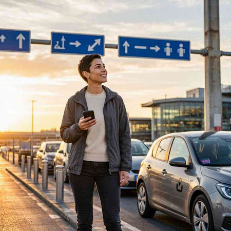 Young handsome Asian man using mobile phone on the street at sunset.