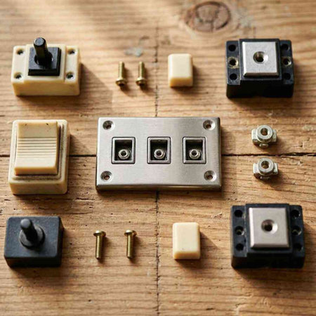 electronic components on a wooden table close-up. High quality photo