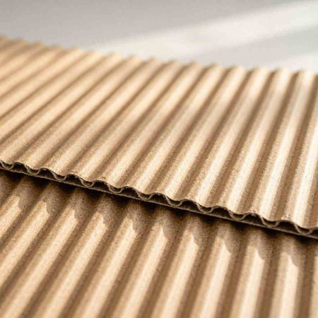 Corrugated corrugated cardboard texture useful as a background - vertical