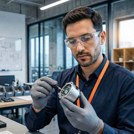 Portrait of a male engineer working with a screwdriver in his office