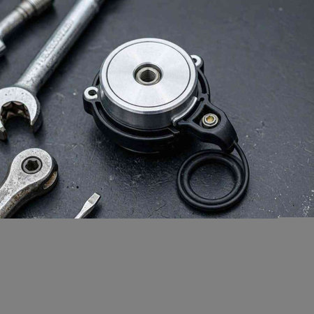 Spare parts for car on a black background close-up.
