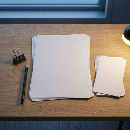 Blank stationery on the table. Mockup for branding identity.