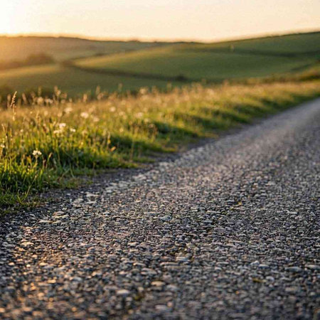 An image of a nice country road in the middle of the field