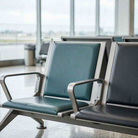 Waiting room in the airport. Airport waiting area with chairs.