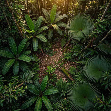 Tropical forest. Nature background. Top view of tropical forest.