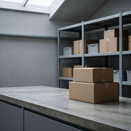 Cardboard boxes on the counter of a warehouse. 3d rendering