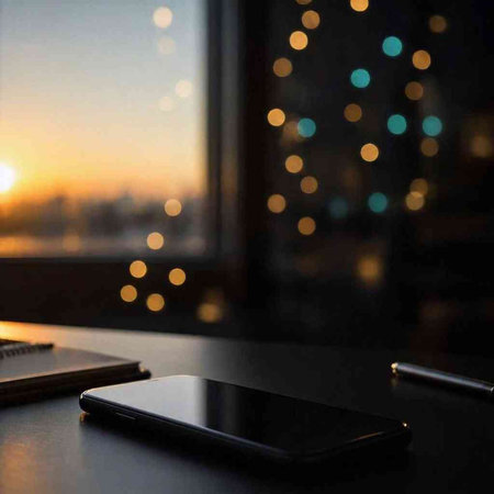 Tablet and smart phone on the background of the window at sunset