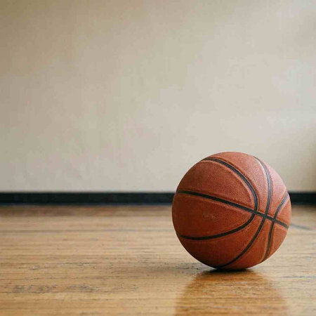 Basketball ball on the floor with copyspace for your text