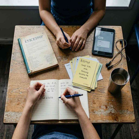 Woman Writing Notebook Diary Planner Word Graphic Pencil Copy Space Concept