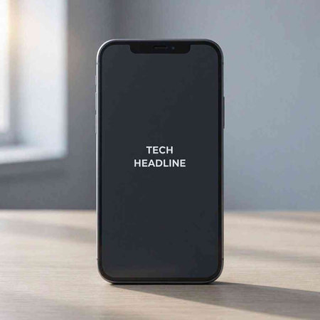 Smartphone with black screen on table in room. 3d rendering
