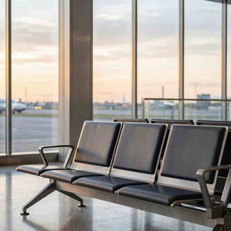 Waiting area in the airport terminal. Departure lounge.