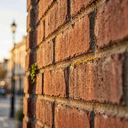 Brick wall in the city. Abstract background with copy space.