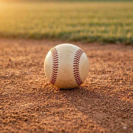 Baseball on the field. Softball ball on the field.