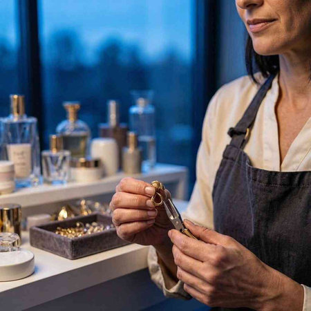 Close-up of a female manicurist working in her workshop