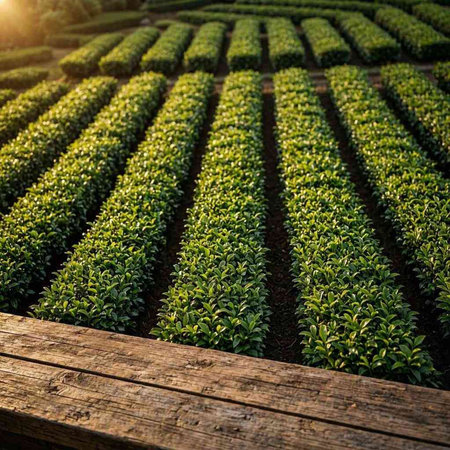 Tea plantation in the morning, Chiang Rai province, Thailand.