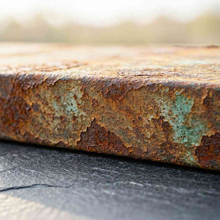 rusty corrugated iron plate, closeup of rust on iron
