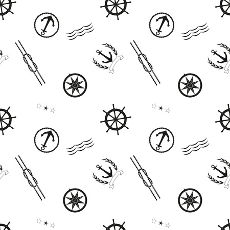 Marine elements and simbols seamless background. Vector illustrationの写真素材