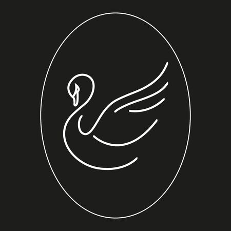 Swan Oval frame linear icon isolated on white background. Vector graphics.のイラスト素材