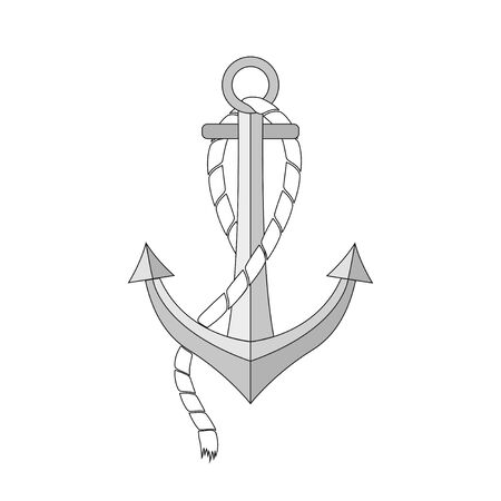 Sea anchor isolated on white background. Monochrome vector illustration.のイラスト素材