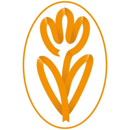 Vector stylized image of a tulip from a ribbon in the form of an icon.のイラスト素材