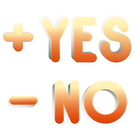Yes or No and Plus and Less. Set vector isolated signs.のイラスト素材