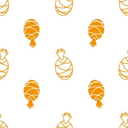 Orange pineapples on a white background. Seamless vector.のイラスト素材