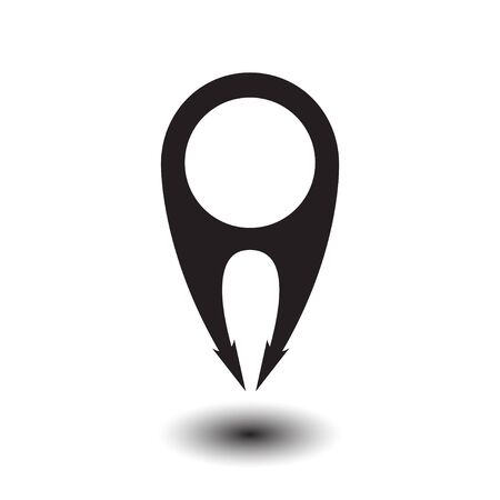 Pointer arrow. Pin icon vector isolated on white background. Black and white illustration.のイラスト素材