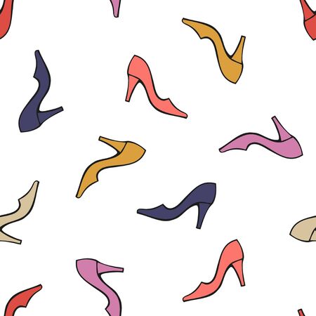 Footwear. Cute seamless vector color illustration.のイラスト素材
