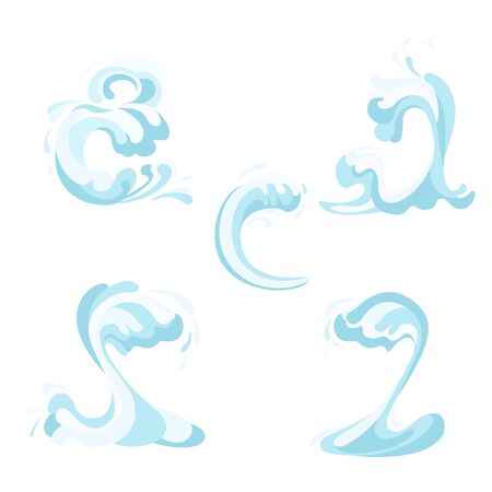 Sea waves. Set of vector blue waves isolated on white background.のイラスト素材