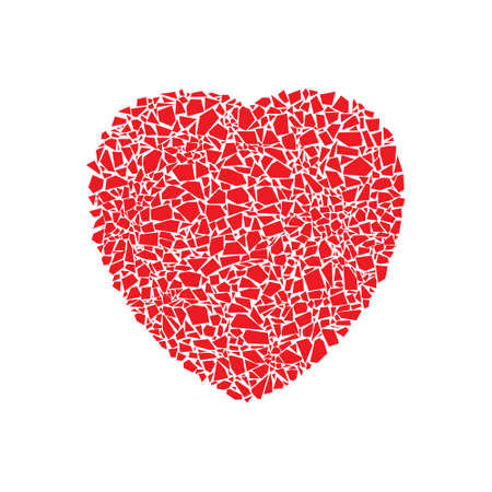 Broken red heart. Vector illustration in flat style isolated on white background.のイラスト素材